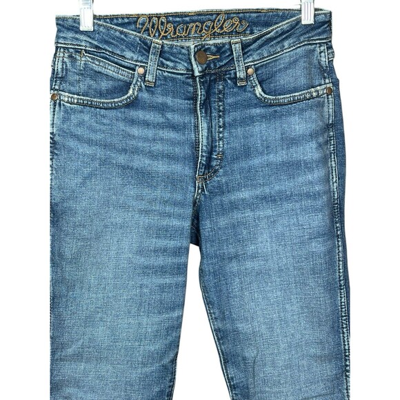 Wrangler Jeans Size 26x34 Blue Trumpet‎ Bell Bottoms Flare Bareback Hip Hop Boho - Picture 2 of 11